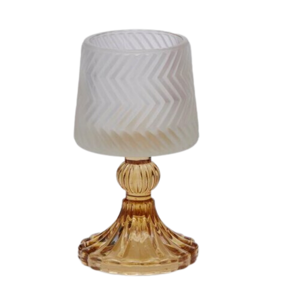 PORTACANDELA LAMBA FORMLU BEYAZ CAM ŞAMDAN / MUMLUK