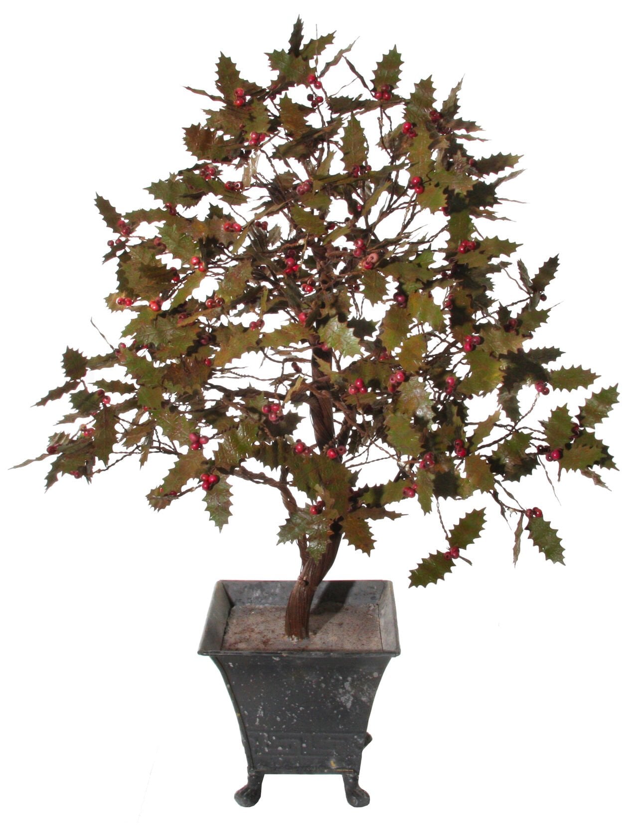 53974 yeşil kırmızı ağaç Metal holly tree potted green-red 65cm SHİSHİ