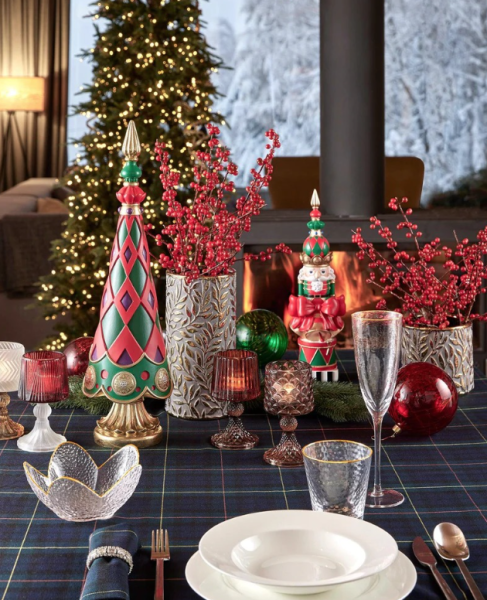 PORTACANDELA LAMBA FORMLU KIRMIZI CAM ŞAMDAN / MUMLUK