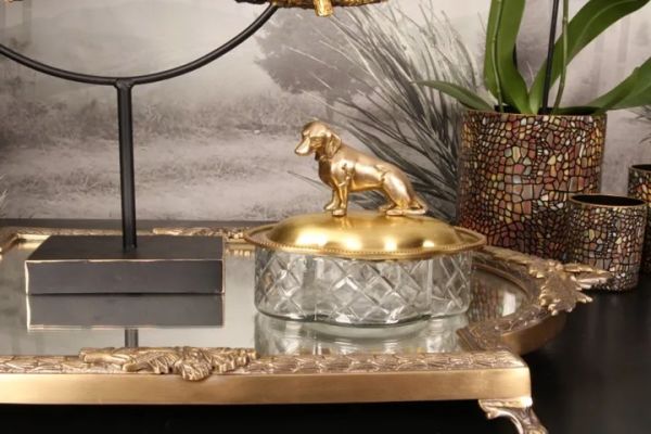 Köpekli Barok Pirinç Kutu