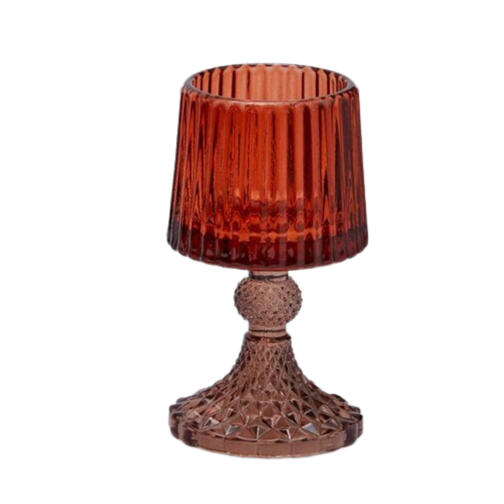 PORTACANDELA LAMBA FORMLU TURUNCU CAM ŞAMDAN / MUMLUK