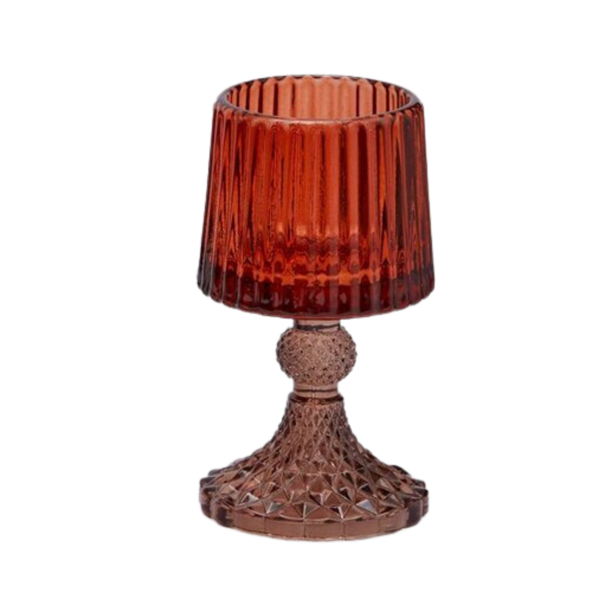 PORTACANDELA LAMBA FORMLU TURUNCU CAM ŞAMDAN / MUMLUK