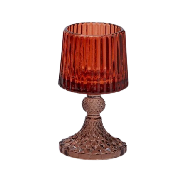 PORTACANDELA LAMBA FORMLU TURUNCU CAM ŞAMDAN / MUMLUK