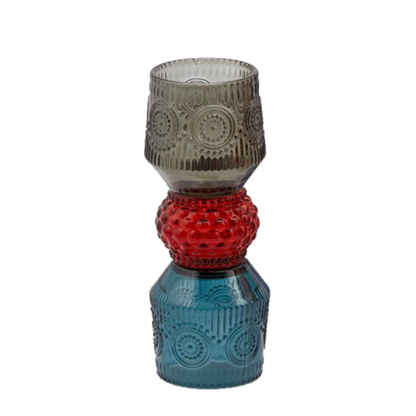 Barceloneta Cam Mumluk, Gri-Kırmızı-Turkuaz