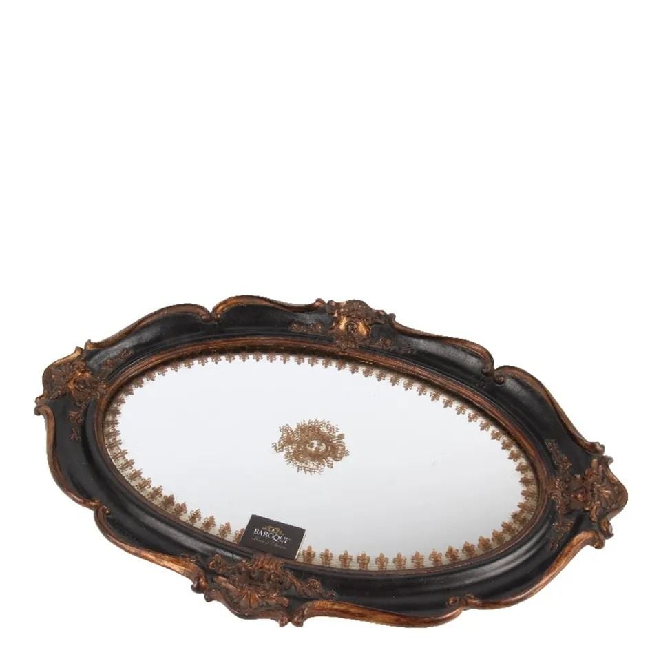 Barok Stili Oval Aynalı Tepsi