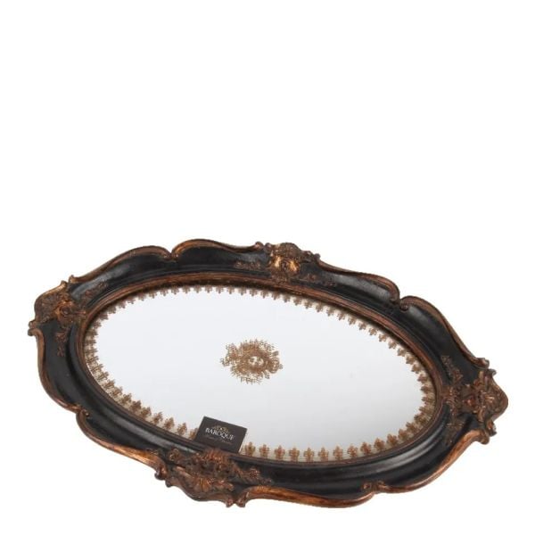 Barok Stili Oval Aynalı Tepsi