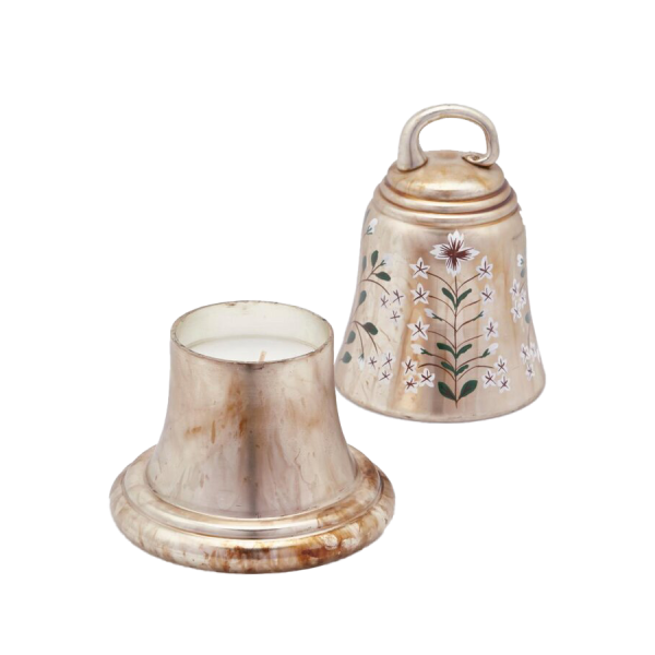 ÇAN FORMLU ÇİÇEK MOTİFLİ MUMLUK, 18 CM - ALTIN RENGİ