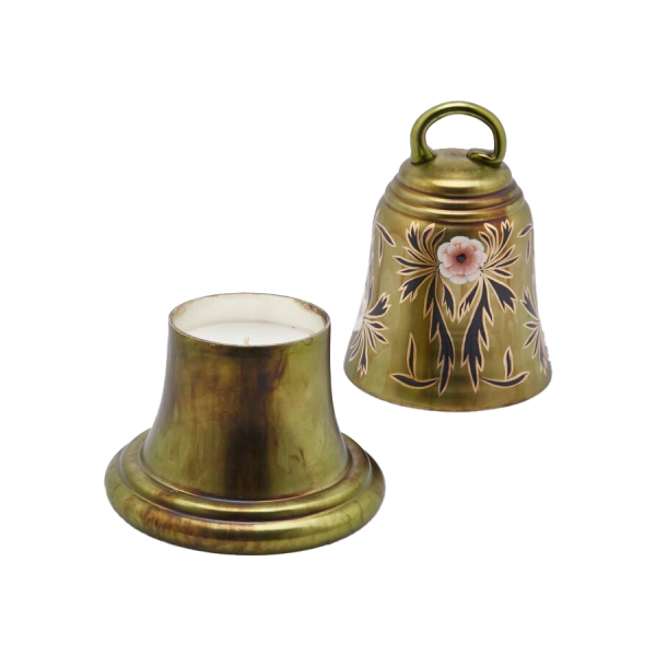 ÇAN FORMLU ÇİÇEK MOTİFLİ MUMLUK, 18 CM - YEŞİL