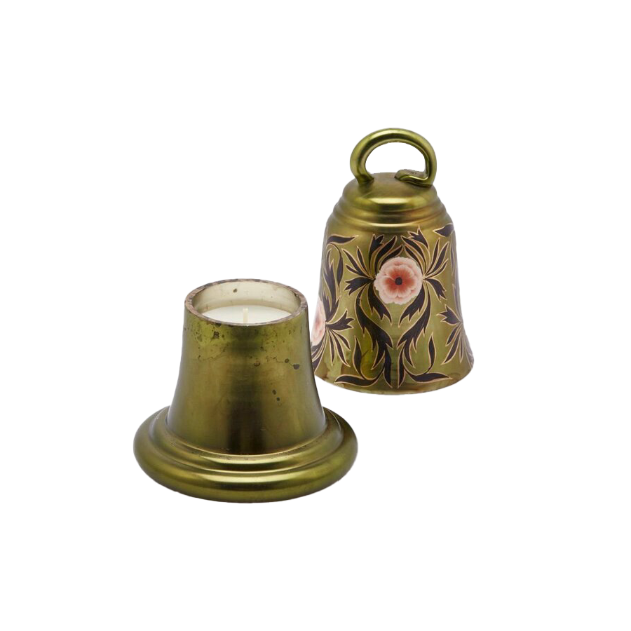 ÇAN FORMLU ÇİÇEK MOTİFLİ MUMLUK, 15 CM - YEŞİL