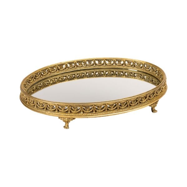 Fransız Stili Aynalı Oval Tepsi
