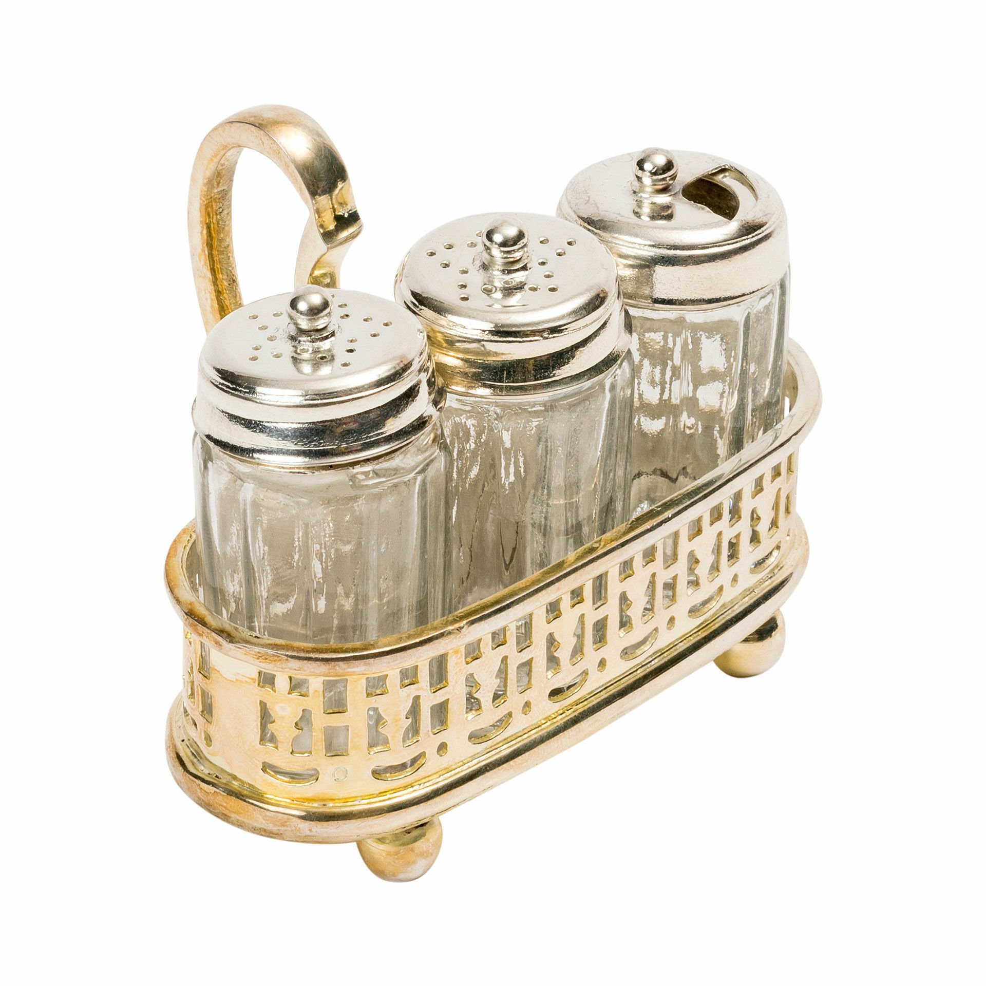 Gümüş Kaideli Tuzluk Biberlik Seti, 4 Parça