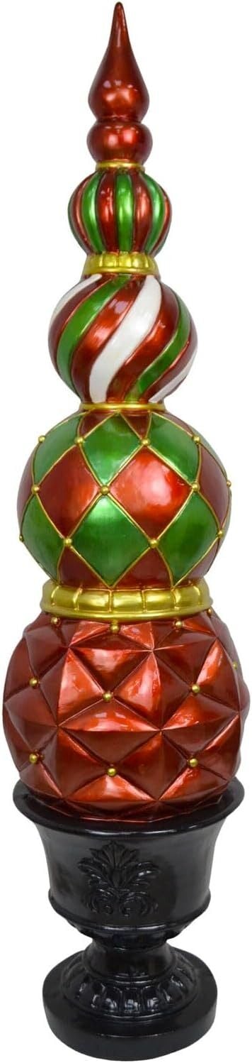 KIRMIZI YEŞİL MONOGRAM DESENLİ 'TOPIARY' SANATI YILBAŞI SÜSÜ