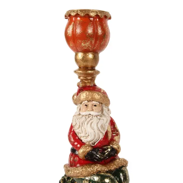 Saat ve Kırmızı Kuş Figürlü Altın Yılbaşı Şamdanı 39 cm