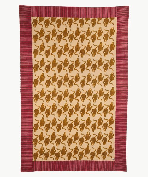 Kaplan Desenli Blok Baskı Örtü, Tek Kişilik