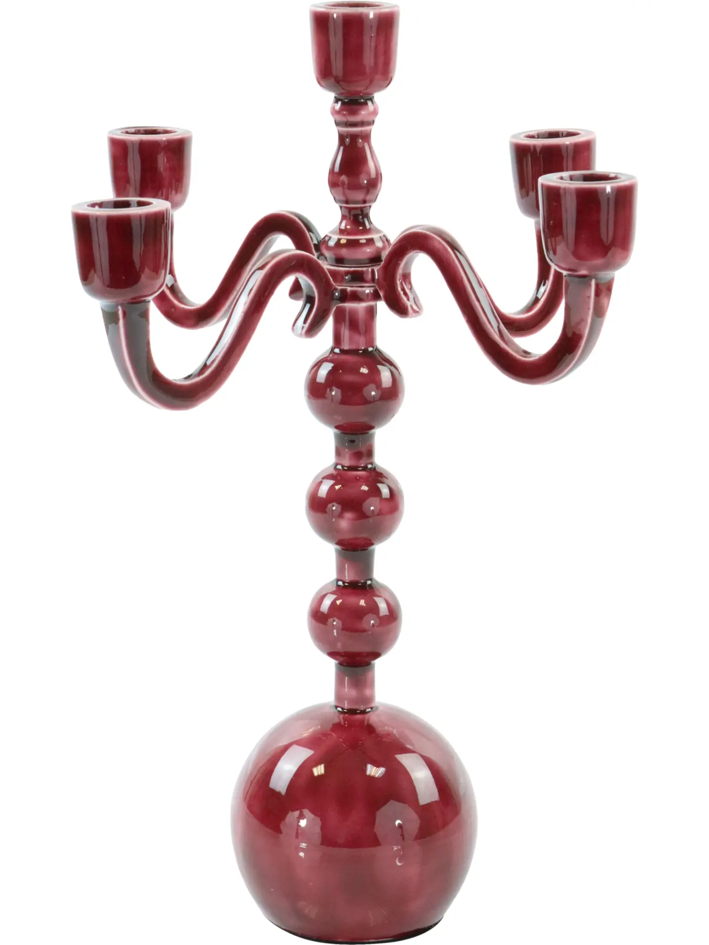 Eden Bordo 5 Kollu Emaye Şamdan - 35 cm