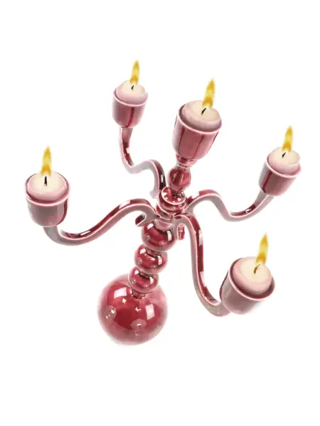 Eden Bordo 5 Kollu Emaye Şamdan - 35 cm