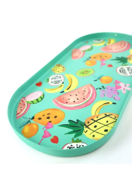 Fruit Party Meyve Desenli Metal Tepsi