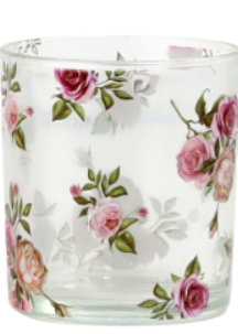 Rose Romance Şeffaf Cam Mumluk