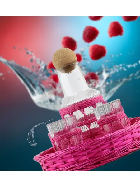 Corlova Hasır Detaylı Cam Limonata Takımı - Pembe