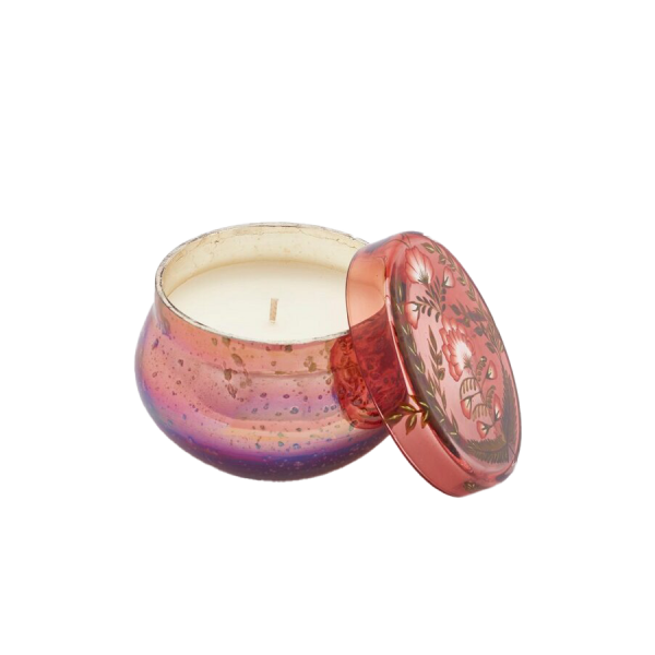 ÇİÇEK MOTİFİ KAPAKLI PEMBE MUMLUK