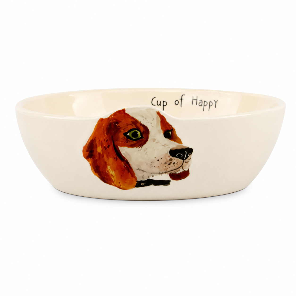 Monsieur Wuff Seramik Köpek Mama ve Su Kabı - Kahverengi