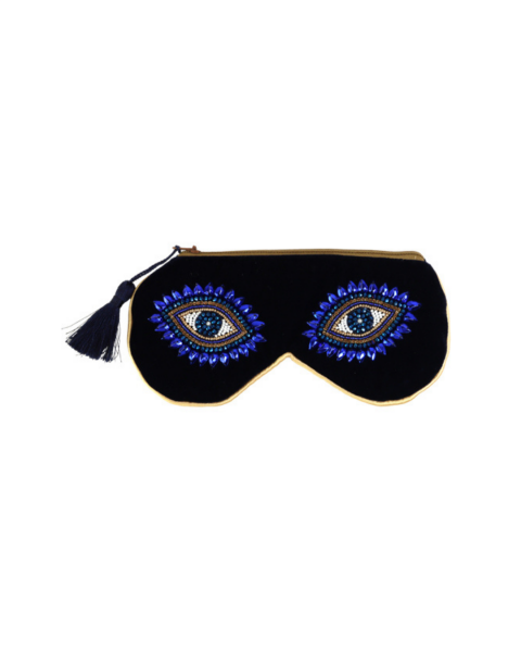 Charming Eyes Mini Kadife Clutch – Sapphire Blue