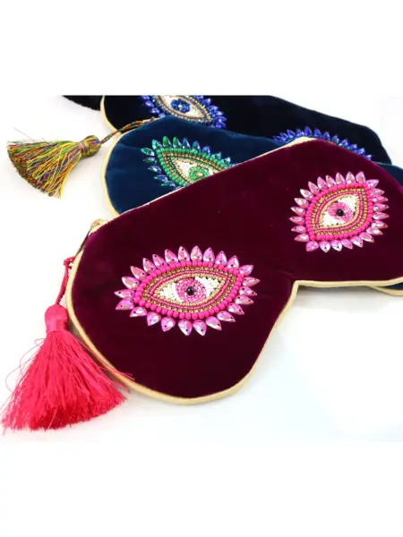 Charming Eyes Mini Kadife Clutch – Sapphire Blue