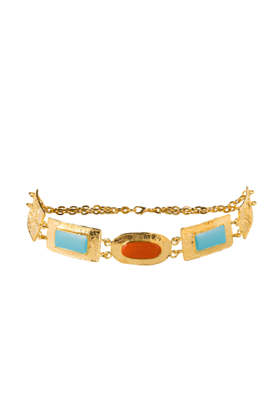 NEFERTITI CHOKER, TURKUAZ VE TURUNCU MİNELİ