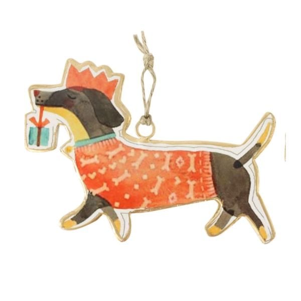 Hediye Taşıyan Turunculu Köpek Yılbaşı Süs - Büyük, Hoff Interieur