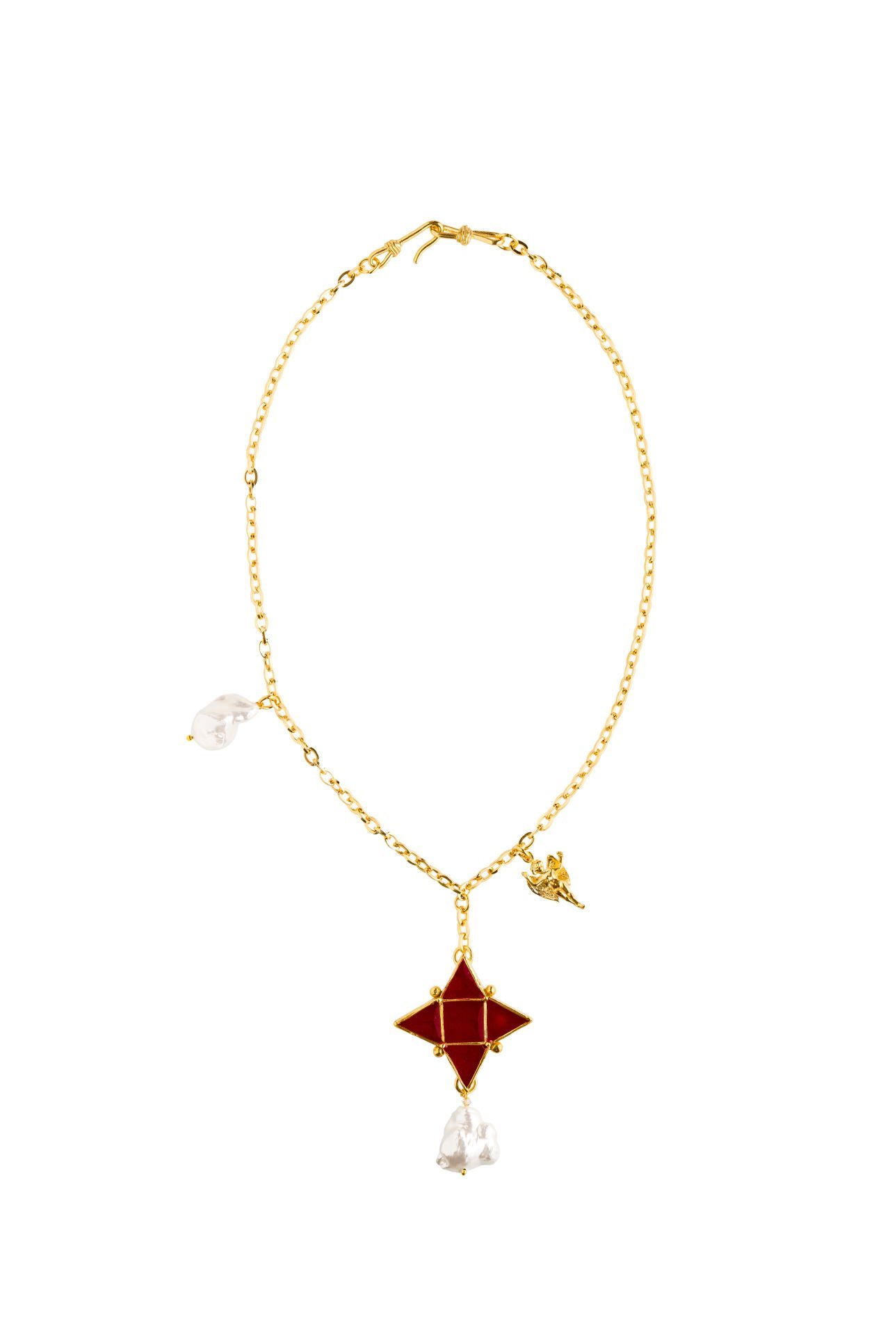 BAROQUE RED STAR KOLYE, İNCİLİ