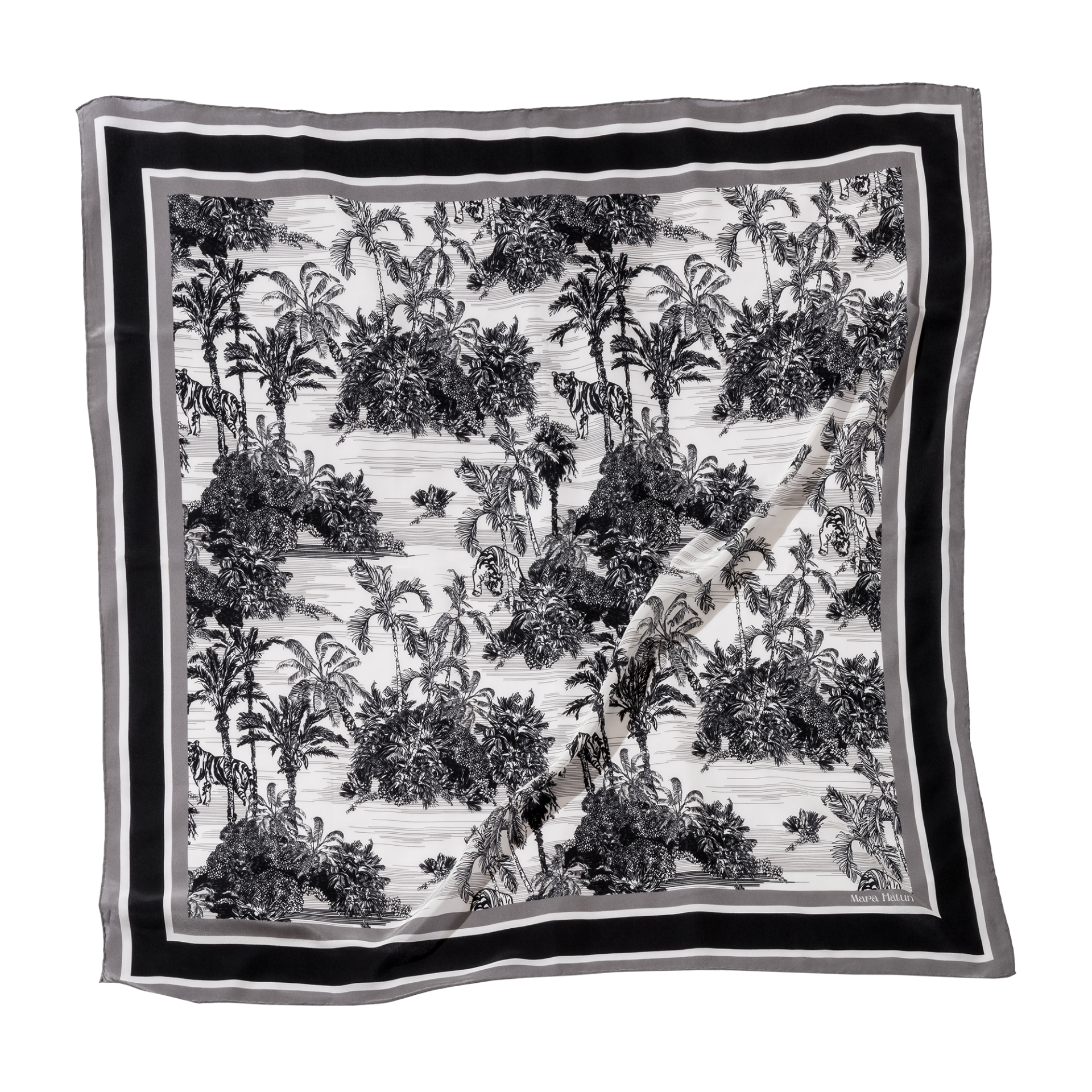 Toile De Jouy Fume Blanc İpek Eşarp 105 x 105 cm