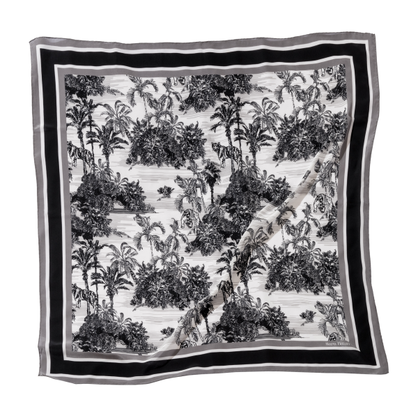 Toile De Jouy Fume Blanc İpek Eşarp 105 x 105 cm