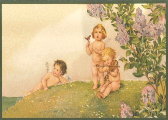 Melekler ve Leylaklar Vintage Kartpostalı