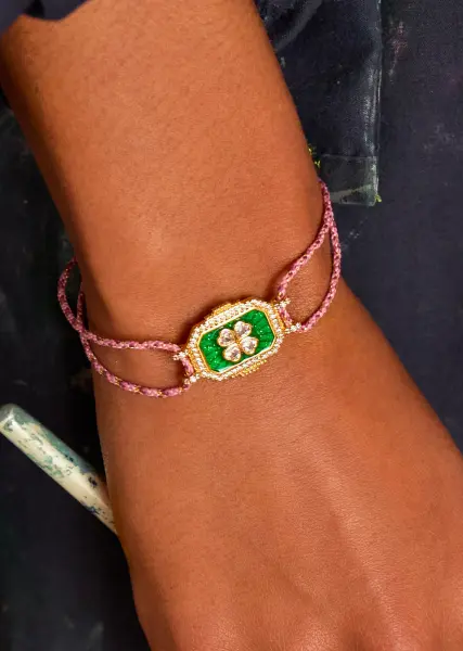 GREEN TREFLE BOHEME SWAROVSKİ BİLEKLİK