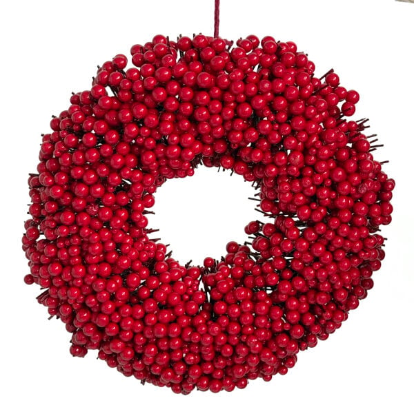 Parlak Kırmızı Kokinalı Yılbaşı Çelengi 45 cm
