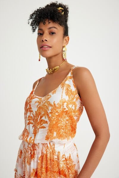 TOILE DE JOUY ORANGE BLOOM TOP