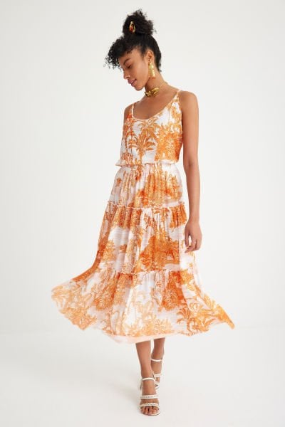 TOILE DE JOUY ORANGE BLOOM SKIRT