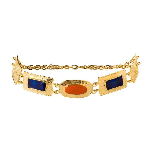 NEFERTITI CHOKER, LACİVERT VE TURUNCU MİNELİ