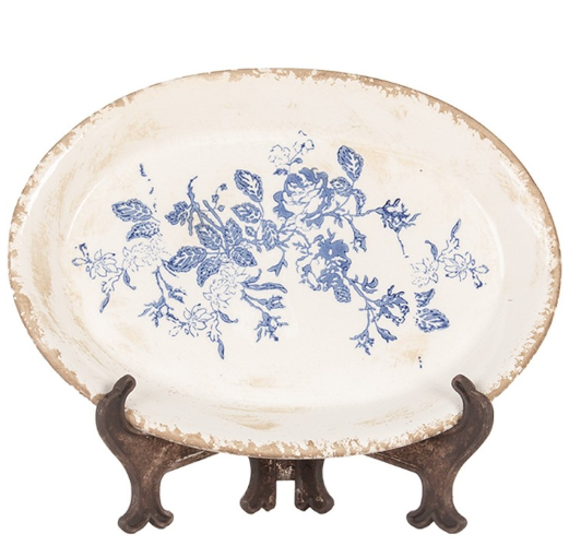 BLEU BLANC ÇİÇEKLİ OVAL SERVİS TABAĞI