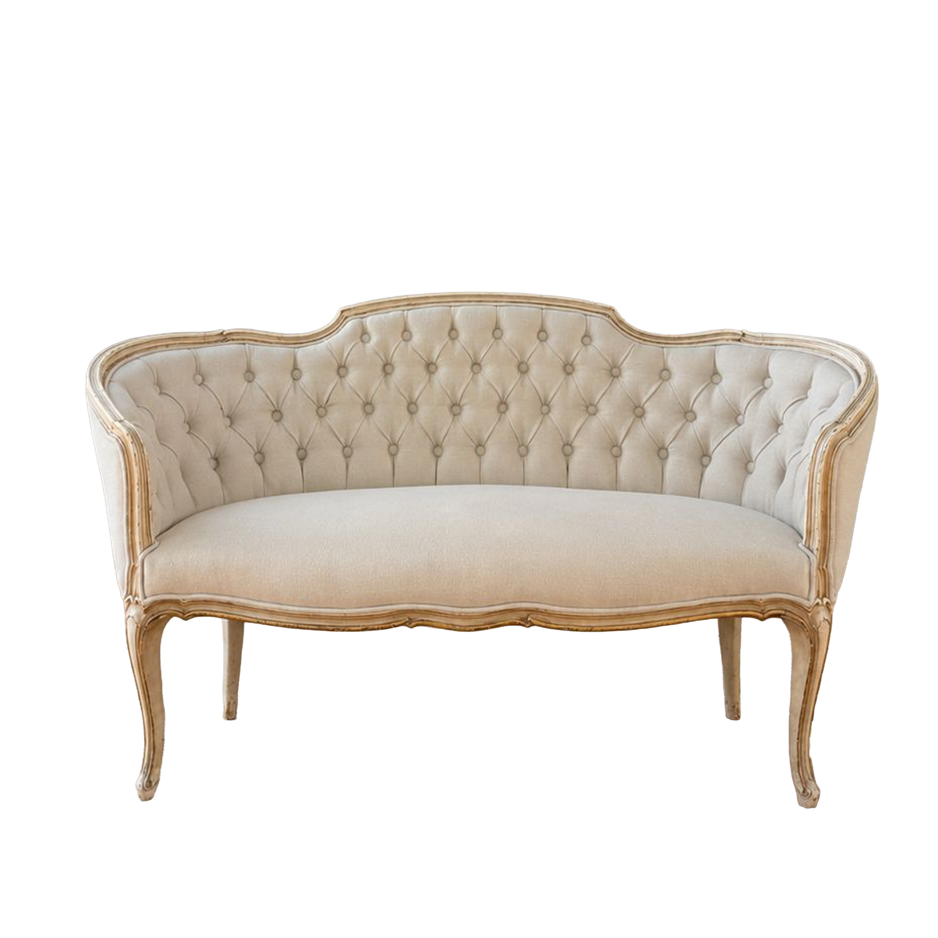 Louis XV Stili Kapitone İkili Vintage Kanepe