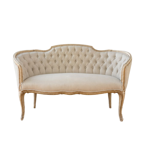 Louis XV Stili Kapitone İkili Vintage Kanepe