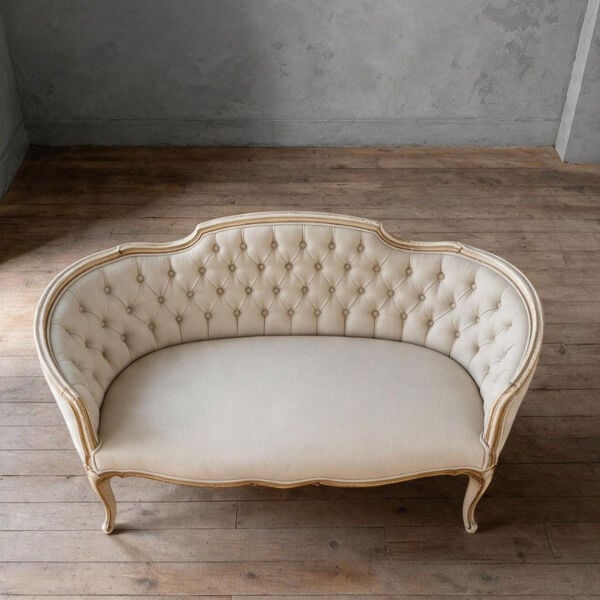Louis XV Stili Kapitone İkili Vintage Kanepe