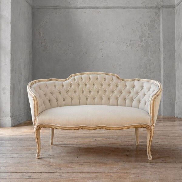 Louis XV Stili Kapitone İkili Vintage Kanepe