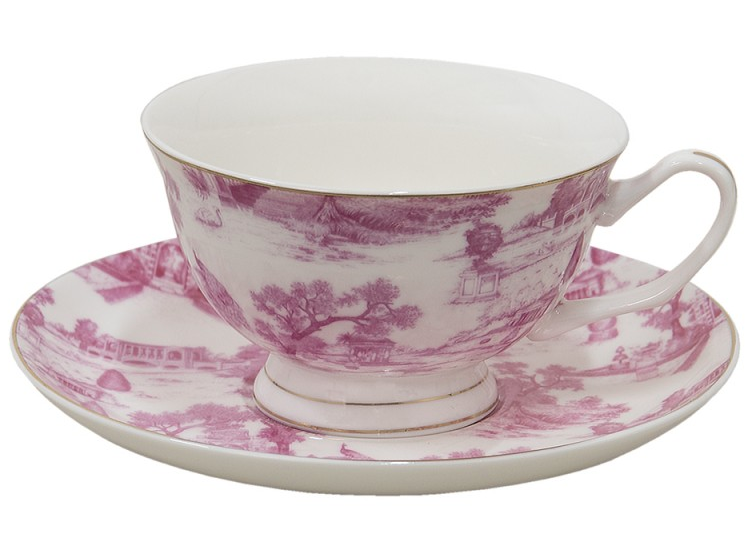 Toile De Jouy Pembe Porselen Fincan