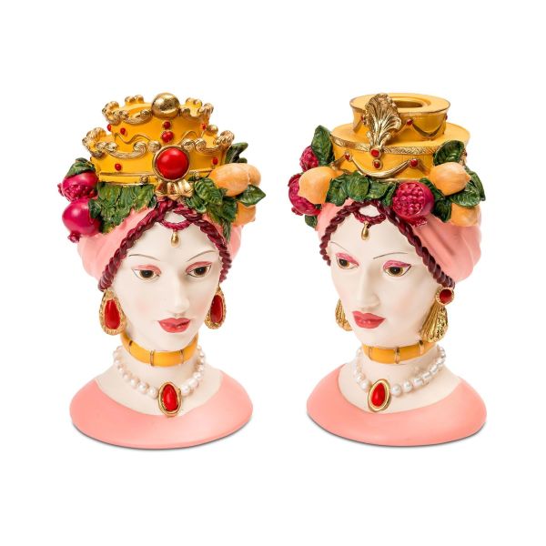 Sicilyalı Kadın Taçlı Şamdan, Pembe