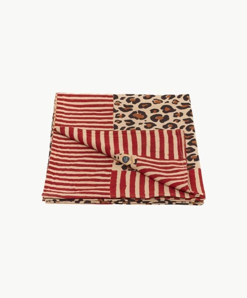 Leopar Desenli Ahşap Blok Baskı Örtü, 220x140 cm