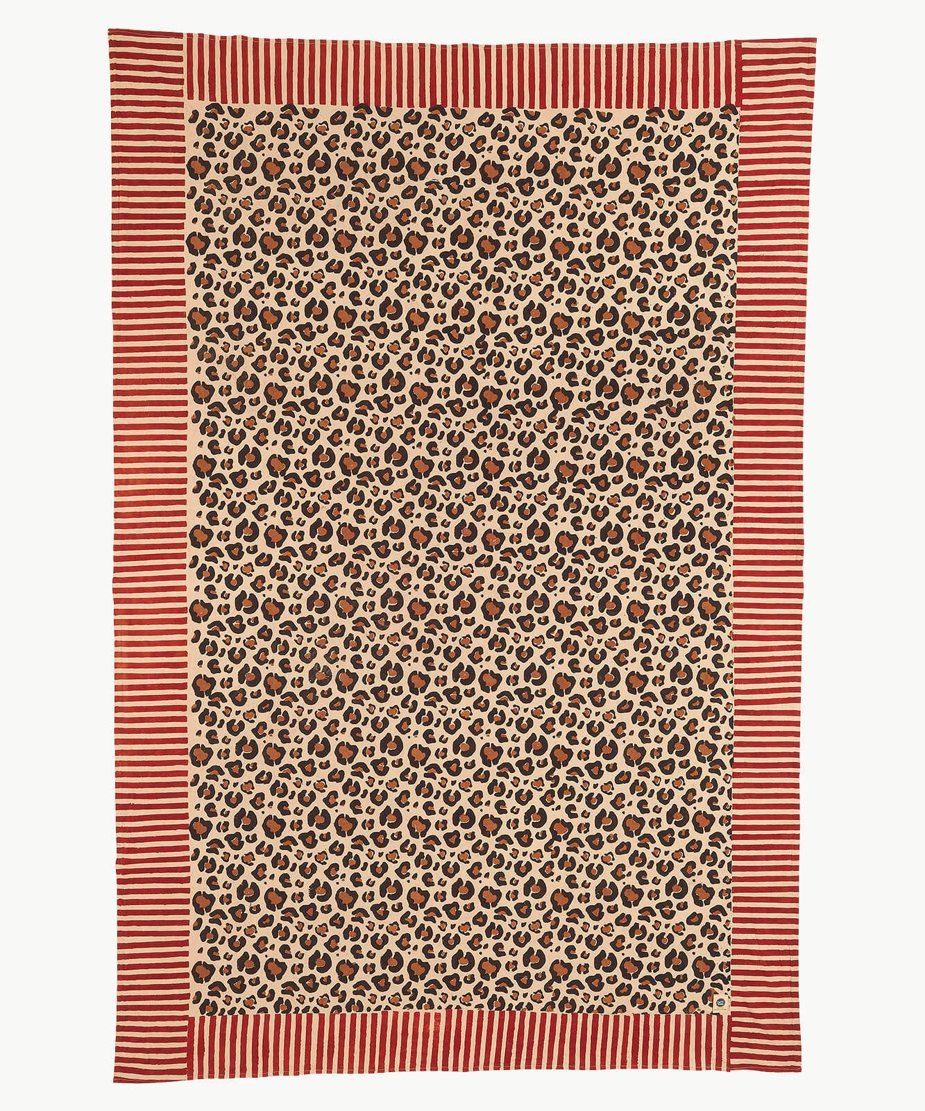 Leopar Desenli Ahşap Blok Baskı Örtü, 220x140 cm