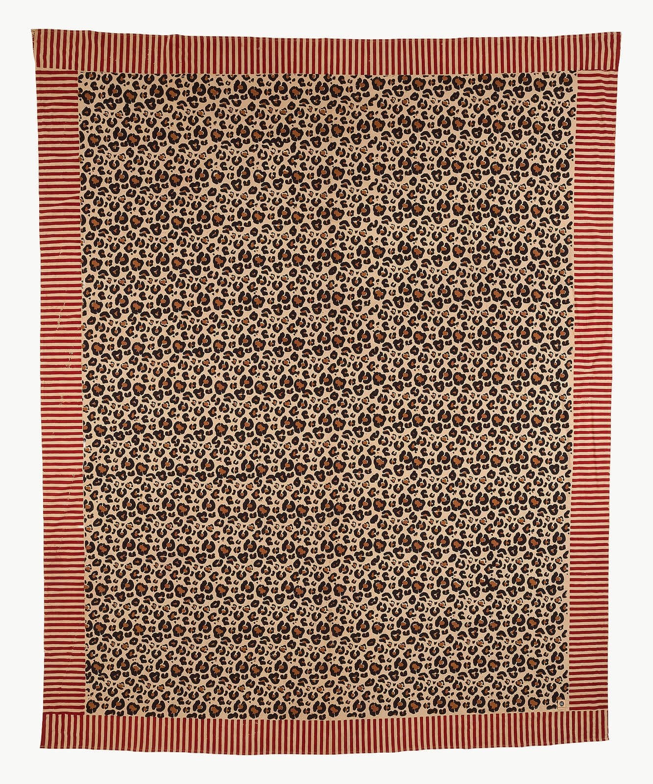 Leopar Desenli Ahşap Blok Baskı Örtü, 220x140 cm