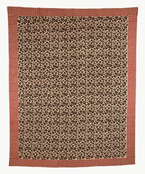 Leopar Desenli Ahşap Blok Baskı Örtü, 240x280 cm
