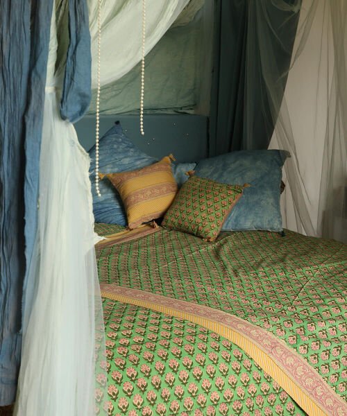 Emma Ahşap Blok Baskı Örtü, 220 x 140 cm